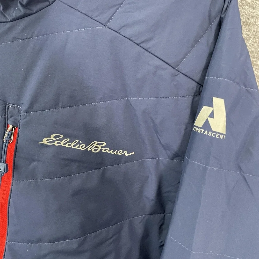 Eddie Bauer First Ascent Jacket Mens XL Blue Red Reversible Insulated Atom